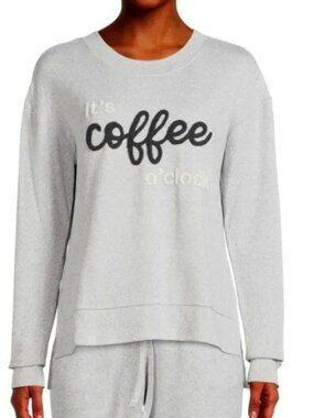 NWT Secret Treasures Women's Gray It's Coffee O'Clock Hacci Lounge Top XL